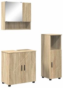 vidaXL Σετ Επίπλων Μπάνιου με πόρτα 3 pcs Sonoma Δρυς 61 x 35 x 64 εκ.