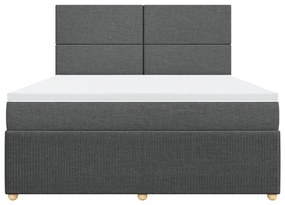 Κρεβάτι Boxspring με Στρώμα Σκούρο Γκρι 180x200 εκ Υφασμάτιν - Γκρι