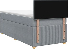 vidaXL Κρεβάτι Box Spring με Στρώμα και LED Ανοιχτό γκρι 90 x 190 cm