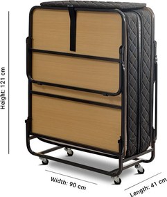 Πτυσσόμενο Κρεβάτι Λευκό / Μαύρο SECAZOR 90x204x70