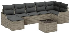 vidaXL Σετ Καναπέ Κήπου με μαξιλάρι 8 pcs Γκρι Πολυ ράταν