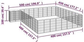 Κλουβί Σκύλου 38 Πάνελ Μαύρο 50x100 εκ. Ατσάλι με Βαφή Πούδρας - Μαύρο