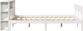 vidaXL Κρεβάτι Βιβλιοθήκη Χωρίς Στρώμα Λευκό 135x190 εκ Μασίφ Πεύκο