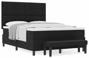 vidaXL Κρεβάτι με ελατήρια με στρώμα Μαύρο 140 x 200 cm ύφασμα