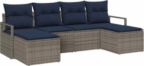 vidaXL Σετ Καναπέ 6 pcs Γκρι συνθετικό ρατάν
