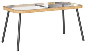 vidaXL Τραπέζι καφέ Φυσικό 90x45x42 εκ. Πολυ Ρατάν