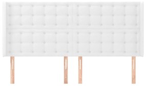 Κεφαλάρι με Πτερύγια Λευκό 183x16x118/128 εκ. Συνθετικό Δέρμα - Λευκό