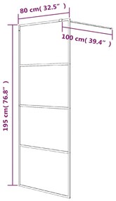 vidaXL Διαχωριστικό Ντουζιέρας Ασημί 80x195 εκ. από Διάφανο Γυαλί ESG