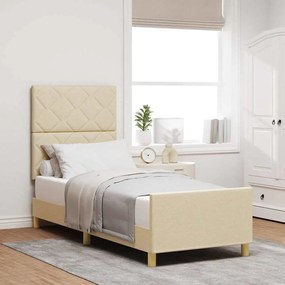 vidaXL Σκελετός Κρεβατιού με κεφαλάρι Κρεμ 80 x 200 cm ύφασμα
