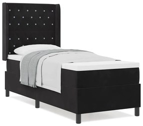 vidaXL Κρεβάτι με ελατήρια με κεφαλάρι Μαύρο 80 x 200 cm Βελούδο