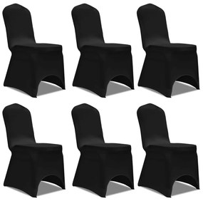Κάλυμμα Καρέκλας Ελαστικό Μαύρο 6 τεμ.