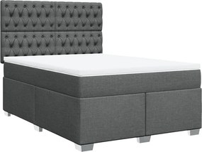 vidaXL Κρεβάτι Boxspring με Στρώμα Σκούρο Γκρι 140x200 εκ Υφασμάτινο