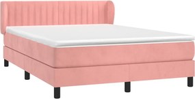 vidaXL Κρεβάτι Boxspring με Στρώμα Ροζ 140x190 εκ. Βελούδινο