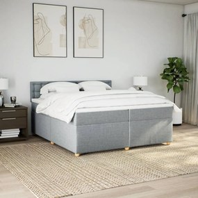 vidaXL Κρεβάτι Boxspring με Στρώμα Ανοιχτό Γκρι 200x200 εκ. Υφασμάτινο