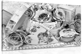 Εικόνα ρομαντικό vintage στυλ σε ασπρόμαυρο σχέδιο - 60x40