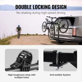 VEVOR Hitch Mount Bike Rack, 4-Bike Carrier Rack, 150 LBS Capacity Bike Rack Hitch for 2-inch Receiver, Titling and Folding Bike Carrier with No-Wobble U Bolt and Strap, for Car, SUV, Truck, RV, Rectangular interface