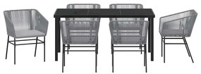 vidaXL Σέτ φαγητού για κήπο 7 pcs Γκρι Χάλυβας με επίστρωση πούδρας
