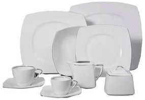 Σερβίτσιο Πιάτα Φαγητού Nagoya (Σετ 72Τμχ) 50.001.30 White-Platinum Cryspo Trio 72 τμχ Porcelain