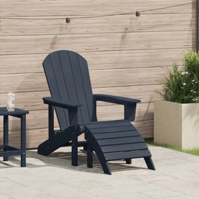 vidaXL Καρέκλα Adirondack με υποπόδιο ναυτικό μπλε HDPE
