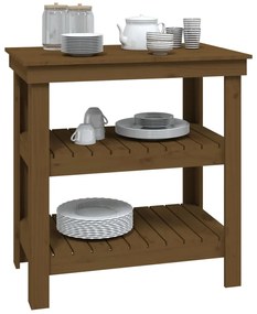 vidaXL Πάγκος Εργασίας Μελί Καφέ 78,5x50x80 εκ. Μασίφ Ξύλο Πεύκο