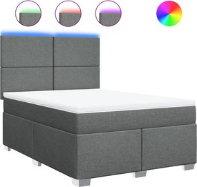vidaXL Κρεβάτι Boxspring με Στρώμα Σκούρο Γκρι 140x200 εκ Υφασμάτινο