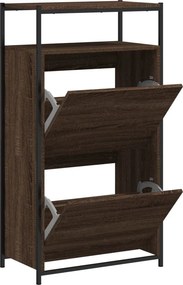 vidaXL Παπουτσοθήκη Καφέ Δρυς 60x34x112 εκ. από Επεξεργασμένο Ξύλο