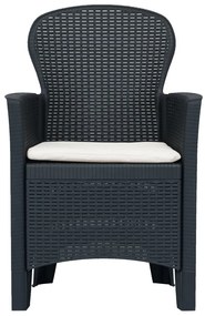 vidaXL Σετ Επίπλων Bistro 3 τεμ. Ανθρακί με Όψη Ρατάν Πλαστικό