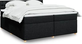 vidaXL Κρεβάτι Boxspring με Στρώμα Μαύρο 200x200 εκ. Υφασμάτινο