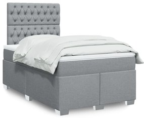 vidaXL Κρεβάτι Boxspring με Στρώμα Ανοιχτό Γκρι 120x200 εκ. Υφασμάτινο