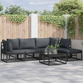 vidaXL Σετ Καναπέ Κήπου με μαξιλάρι 5 pcs Μαύρο Αλουμίνιο