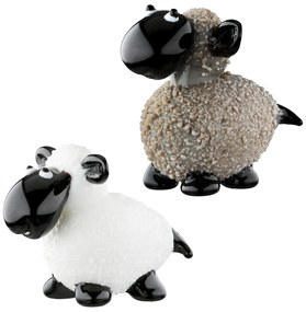 Φιγούρα Sheep "Beppo" Γυάλινο Γκρι Λευκό PU Pcs. Assorted 2.8x2.1x2cm