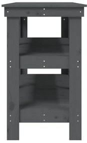 vidaXL Πάγκος Εργασίας Γκρι 142,5 x 50 x 80 εκ. από Μασίφ Ξύλο Πεύκου
