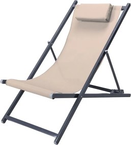 DECK Σαιζ-Λονγκ ξαπλώστρα Μέταλλο Βαφή Ανθρακί Textilene Μπεζ   1τμχ