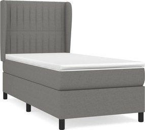 vidaXL Κρεβάτι Boxspring με Στρώμα Σκούρο Γκρι 80x200 εκ. Υφασμάτινο