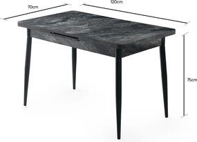 Τραπέζι Επεκτεινόμενο Ανθρακί AY 120x70x75