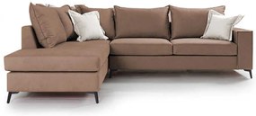 Γωνιακός καναπές δεξιά γωνία Romantic pakoworld ύφασμα mocha-cream 290x235x95εκ