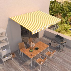 vidaXL Αναδιπλούμενη τέντα Κίτρινο και Λευκό 450 x 350 εκ