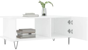 vidaXL Τραπεζάκι Σαλονιού Γυαλ. Λευκό 90x50x40 εκ. Επεξεργ. Ξύλο