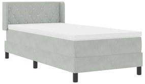 vidaXL κρεβάτι Box Spring με στρώμα light grey 90x200 cm Βελούδο