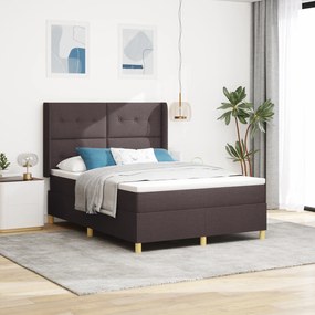 vidaXL Κρεβάτι Box Spring με Στρώμα Σκούρο Καφέ 160x200 εκ. Υλικό
