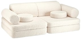 Καναπες Settee Υφασμα Μπουκλε Υπόλευκο