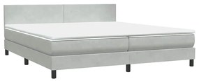 vidaXL Κρεβάτι Boxspring με Στρώμα Ανοιχτό Γκρι 180x210 εκ. Βελούδινο