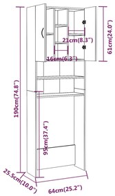 Ντουλάπι Πλυντηρίου Καφέ Δρυς 64 x 25,5 x 190 εκ.