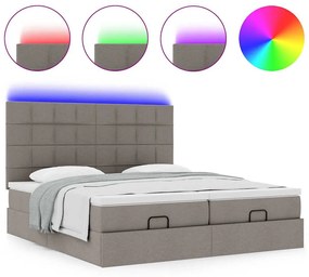 vidaXL Οθωμανικό κρεβάτι με στρώματα & LEDs Taupe 200x200cm ύφασμα