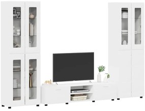 vidaXL Σετ επίπλου τηλεόρασης με συρτάρι Λευκό Επεξεργασμένο ξύλο