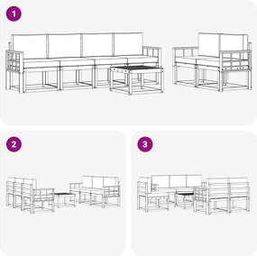 vidaXL Σειρά Καναπέ Εξωτερικού με μαξιλάρι 7 pcs Λευκό και Μπεζ