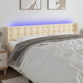 vidaXL Κεφαλάρι Κρεβατιού LED Κρεμ 203x16x78/88 εκ. Υφασμάτινο