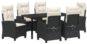 vidaXL Σέτ φαγητού για κήπο 7 pcs Μαύρο συνθετικό ρατάν