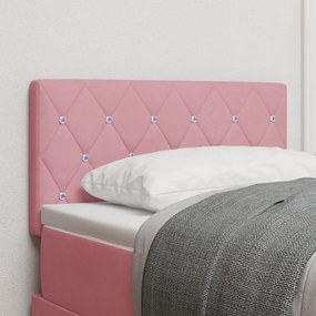 vidaXL LED Κεφαλάρι Κρυστάλλινα Κουμπιά Επενδυμένο Ροζ 80 εκ Βελούδο