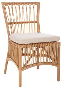 DINING CHAIR THALIN  RATTAN IN NATURAL COLOR-CUSHION IN WHITE 53x58x91Hcm.